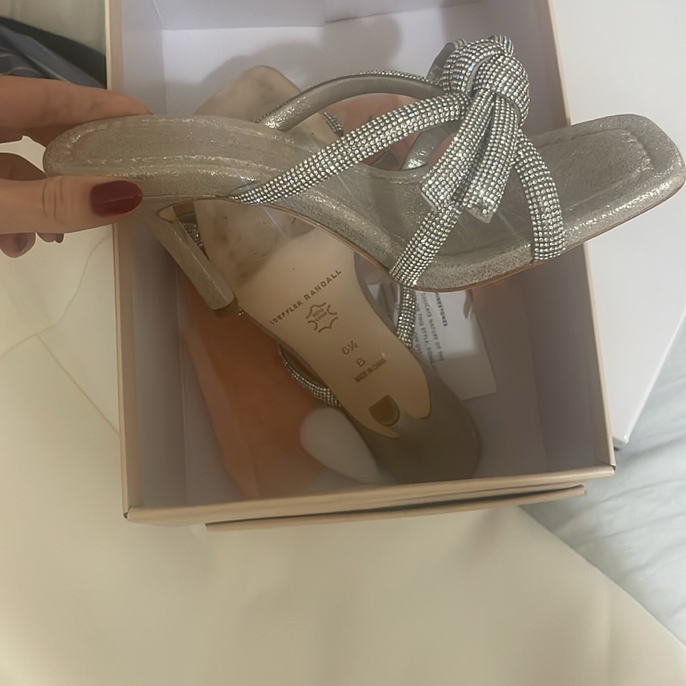 COPY - Leather Margi crystal bow heels